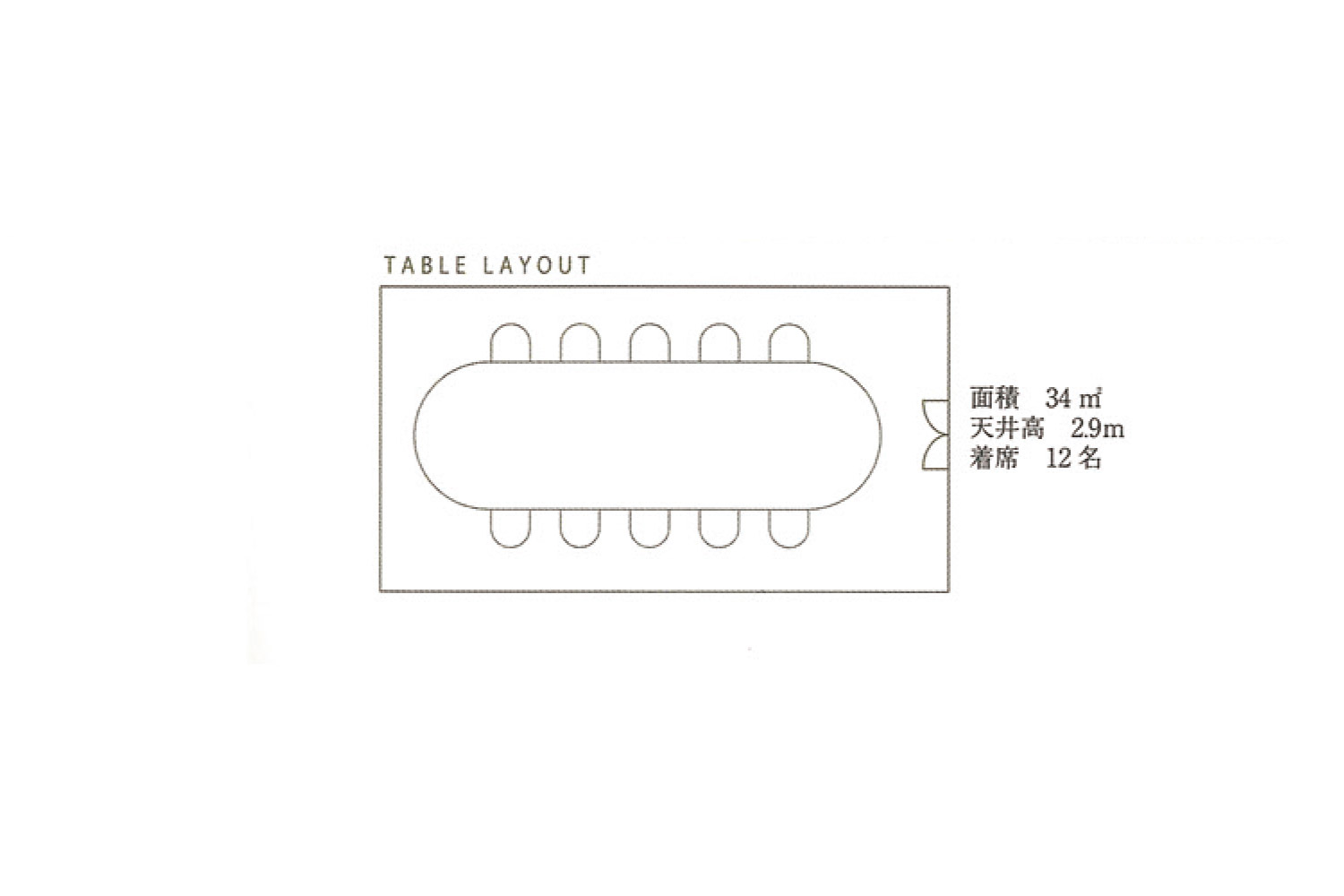 らんの間 着席12名、34平方メートル